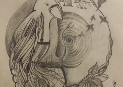 bird_drawing_pencildrawing_blyant_tegning_fugl_mystik_flowers