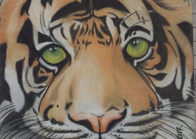 tiger_colours_animaldrawings_tegning_farveblyanter_orange_green_cute_art